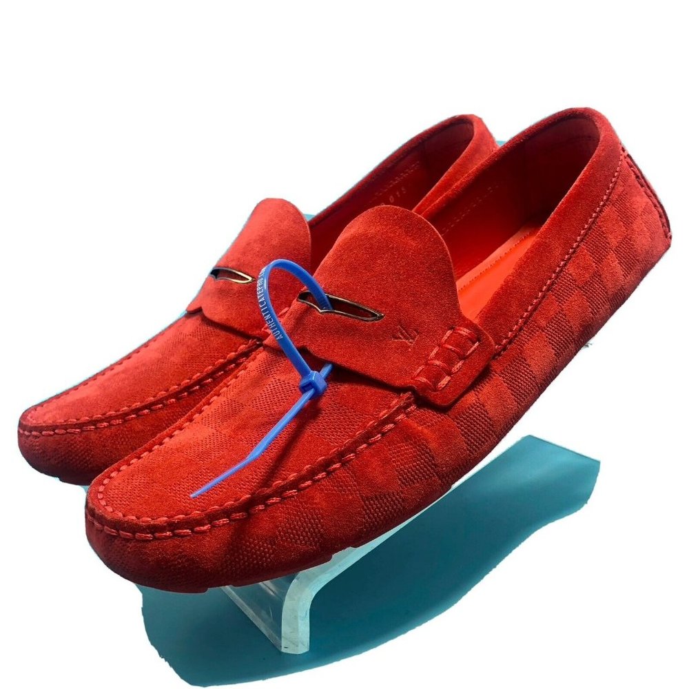 Authentic Louis Vuitton Men’s Shade Car Shoes Casual Red Loafers Size 9M W/ Box